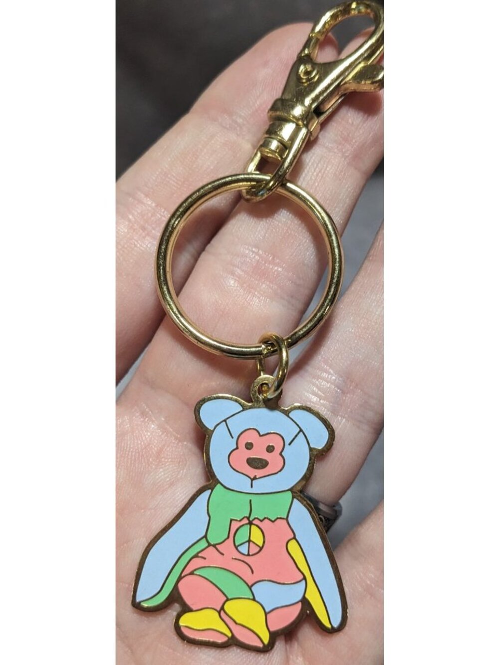 Kidcore Beanie Bear Peace Bear Collectible Pastel Enamel Keychain